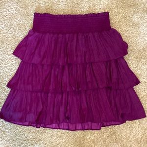 Anthropologie medium eggplant tiered peasant mini skirt